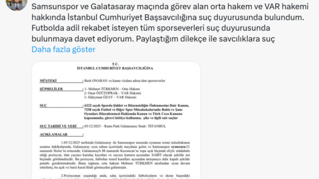 Galatasaray-Samsunspor Maçı Hakemleri İçin Suç Duyurusu: Adil Rekabet Çağrısı!